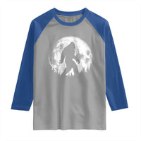 Bigfoot Night Stroll Raglan Shirt Cool Full Moon & Trees Sasquatch - Wonder Print Shop