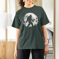 Bigfoot Night Stroll T Shirt For Women Cool Full Moon & Trees Sasquatch - Wonder Print Shop