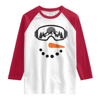 Ski Snowboard Snowman Face Raglan Shirt Goggles Skiing Snow Ski Lover Skier - Wonder Print Shop