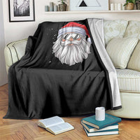 Skiing Santa Face Christmas Throw Blanket Retro Ski Goggles Winter Sports Skiing Gift Snowboard - Wonder Print Shop