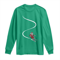 Skiing Santa Christmas Long Sleeve Shirt Retro Funny Ski Trip Freeride Freeski Winter Sports Skiers - Wonder Print Shop