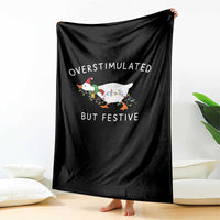 Overstimulated But Festive Goose Christmas Throw Blanket Funny Holiday Meme - Wonder Print Shop