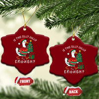 Funny Goose Christmas Ceramic Ornament Is This Jolly Enough Cute Xmas Duck - Wonder Print Shop