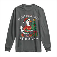 Funny Goose Christmas Long Sleeve Shirt Is This Jolly Enough Cute Xmas Duck - Wonder Print Shop