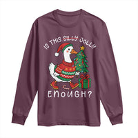 Funny Goose Christmas Long Sleeve Shirt Is This Jolly Enough Cute Xmas Duck - Wonder Print Shop