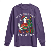 Funny Goose Christmas Long Sleeve Shirt Is This Jolly Enough Cute Xmas Duck - Wonder Print Shop