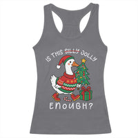 Funny Goose Christmas Racerback Tank Top Is This Jolly Enough Cute Xmas Duck - Wonder Print Shop