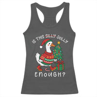 Funny Goose Christmas Racerback Tank Top Is This Jolly Enough Cute Xmas Duck - Wonder Print Shop