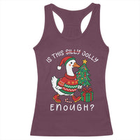 Funny Goose Christmas Racerback Tank Top Is This Jolly Enough Cute Xmas Duck - Wonder Print Shop