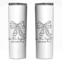 Be The Light Christmas Coquette Bow Skinny Tumbler Christian Religious Bible Verse - Wonder Print Shop