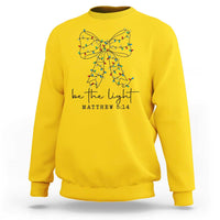 Be The Light Christmas Coquette Bow Sweatshirt Christian Religious Bible Verse - Wonder Print Shop