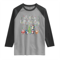 Penguins Christmas Raglan Shirt Oh Its A Jolly Holiday Xmas Light - Wonder Print Shop