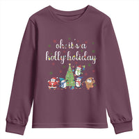 Penguins Christmas Youth Sweatshirt Oh Its A Jolly Holiday Xmas Light - Wonder Print Shop