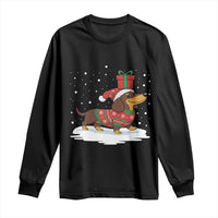 Christmas Dachshund Long Sleeve Shirt Funny Weiner Santa Hat Xmas Dog Puppy Lover - Wonder Print Shop