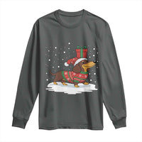 Christmas Dachshund Long Sleeve Shirt Funny Weiner Santa Hat Xmas Dog Puppy Lover - Wonder Print Shop