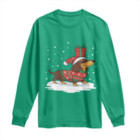 Christmas Dachshund Long Sleeve Shirt Funny Weiner Santa Hat Xmas Dog Puppy Lover - Wonder Print Shop