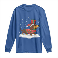 Christmas Dachshund Long Sleeve Shirt Funny Weiner Santa Hat Xmas Dog Puppy Lover - Wonder Print Shop
