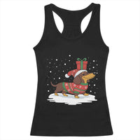 Christmas Dachshund Racerback Tank Top Funny Weiner Santa Hat Xmas Dog Puppy Lover - Wonder Print Shop