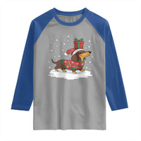 Christmas Dachshund Raglan Shirt Funny Weiner Santa Hat Xmas Dog Puppy Lover - Wonder Print Shop