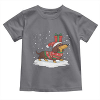Christmas Dachshund Toddler T Shirt Funny Weiner Santa Hat Xmas Dog Puppy Lover - Wonder Print Shop