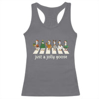Just A Jolly Goose Racerback Tank Top Funny Christmas Duck Meme - Wonder Print Shop