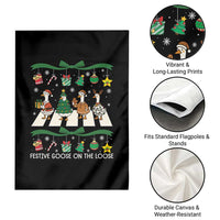 Festive Goose On The Loose Christmas Garden Flag Cute Xmas Duck Silly Gooses Coquette Bow - Wonder Print Shop