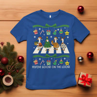 Festive Goose On The Loose Christmas T Shirt Cute Xmas Duck Silly Gooses Coquette Bow - Wonder Print Shop