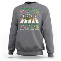 Festive Goose On The Loose Christmas Sweatshirt Cute Xmas Duck Silly Gooses Coquette Bow - Wonder Print Shop