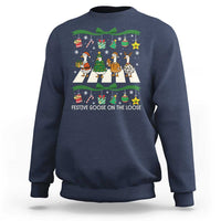 Festive Goose On The Loose Christmas Sweatshirt Cute Xmas Duck Silly Gooses Coquette Bow - Wonder Print Shop