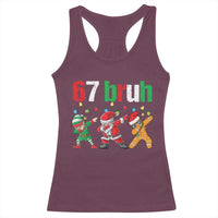 67 Christmas Racerback Tank Top Funny Six Seven Bruh Dabbing Santa Meme Pajamas - Wonder Print Shop
