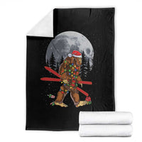 Santa Bigfoot Christmas Throw Blanket Funny Sasquatch Skiing Snowboard Ski Lover Skier - Wonder Print Shop