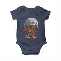 Santa Bigfoot Christmas Baby Onesie Funny Sasquatch Skiing Snowboard Ski Lover Skier - Wonder Print Shop