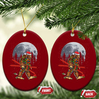 Santa Bigfoot Christmas Ceramic Ornament Funny Sasquatch Skiing Snowboard Ski Lover Skier - Wonder Print Shop