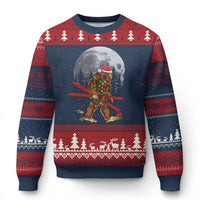 Santa Bigfoot Xmas Ugly Christmas Sweater Funny Sasquatch Skiing Snowboard Ski Lover Skier - Wonder Print Shop