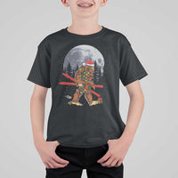 Santa Bigfoot Christmas T Shirt For Kid Funny Sasquatch Skiing Snowboard Ski Lover Skier - Wonder Print Shop