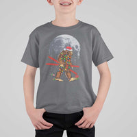 Santa Bigfoot Christmas T Shirt For Kid Funny Sasquatch Skiing Snowboard Ski Lover Skier - Wonder Print Shop