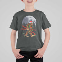 Santa Bigfoot Christmas T Shirt For Kid Funny Sasquatch Skiing Snowboard Ski Lover Skier - Wonder Print Shop