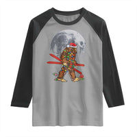 Santa Bigfoot Christmas Raglan Shirt Funny Sasquatch Skiing Snowboard Ski Lover Skier - Wonder Print Shop