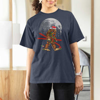 Santa Bigfoot Christmas T Shirt For Women Funny Sasquatch Skiing Snowboard Ski Lover Skier - Wonder Print Shop
