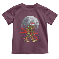 Santa Bigfoot Christmas Toddler T Shirt Funny Sasquatch Skiing Snowboard Ski Lover Skier - Wonder Print Shop