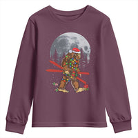 Santa Bigfoot Christmas Youth Sweatshirt Funny Sasquatch Skiing Snowboard Ski Lover Skier - Wonder Print Shop