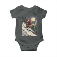 Christmas Bigfoot Skiing Baby Onesie Funny Santa Sasquatch Snowboard Ski Lover Skier - Wonder Print Shop