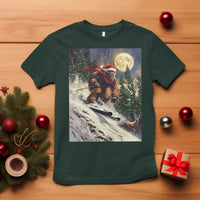 Christmas Bigfoot Skiing T Shirt Funny Santa Sasquatch Snowboard Ski Lover Skier - Wonder Print Shop