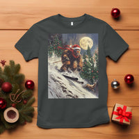 Christmas Bigfoot Skiing T Shirt Funny Santa Sasquatch Snowboard Ski Lover Skier - Wonder Print Shop