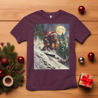 Christmas Bigfoot Skiing T Shirt Funny Santa Sasquatch Snowboard Ski Lover Skier - Wonder Print Shop