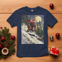 Christmas Bigfoot Skiing T Shirt Funny Santa Sasquatch Snowboard Ski Lover Skier - Wonder Print Shop