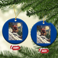 Christmas Bigfoot Skiing Ceramic Ornament Funny Santa Sasquatch Snowboard Ski Lover Skier - Wonder Print Shop