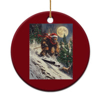 Christmas Bigfoot Skiing Ceramic Ornament Funny Santa Sasquatch Snowboard Ski Lover Skier - Wonder Print Shop