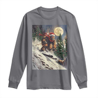 Christmas Bigfoot Skiing Long Sleeve Shirt Funny Santa Sasquatch Snowboard Ski Lover Skier - Wonder Print Shop