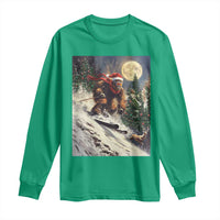 Christmas Bigfoot Skiing Long Sleeve Shirt Funny Santa Sasquatch Snowboard Ski Lover Skier - Wonder Print Shop